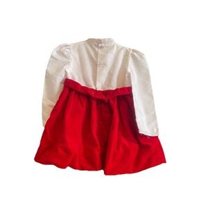 Vintage Polly Flinders Smocked Christmas Dress Size 4 Toddler  White/red Velvet